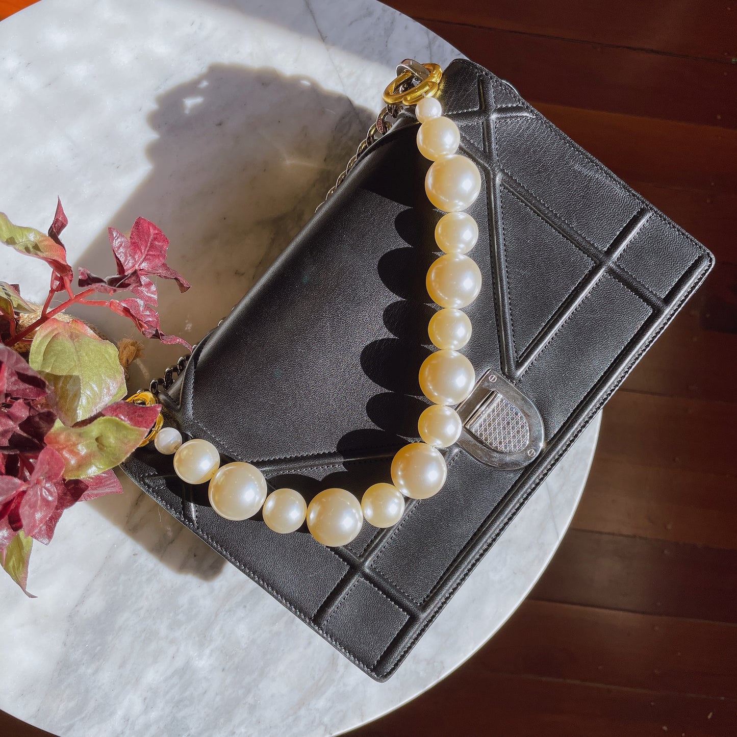 Top handle strap with Large Pearls (38cm)