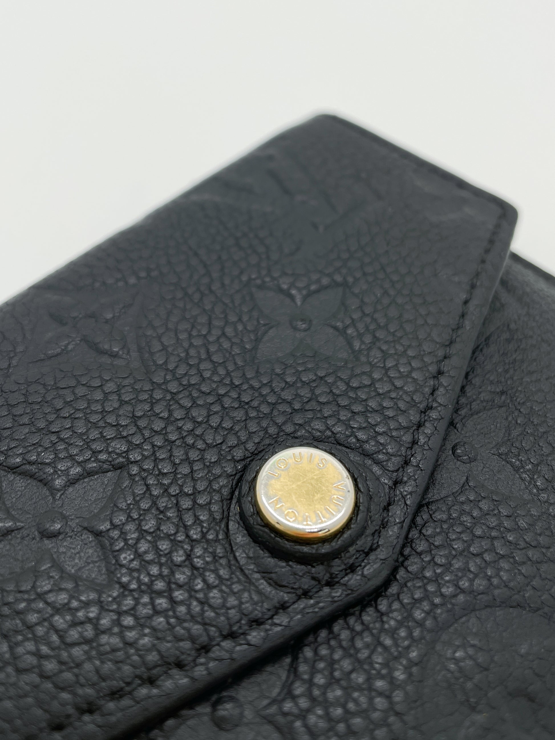 Louis Vuitton Black Leather Empreinte Monogram Key Pouch (w/ Dust