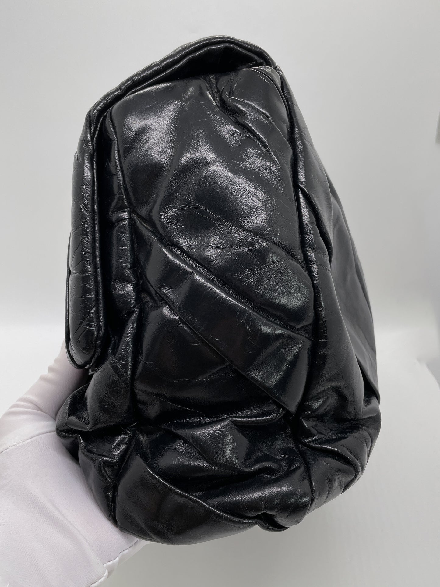 CHANEL XL FLAP IN GLAZED CALFSKIN