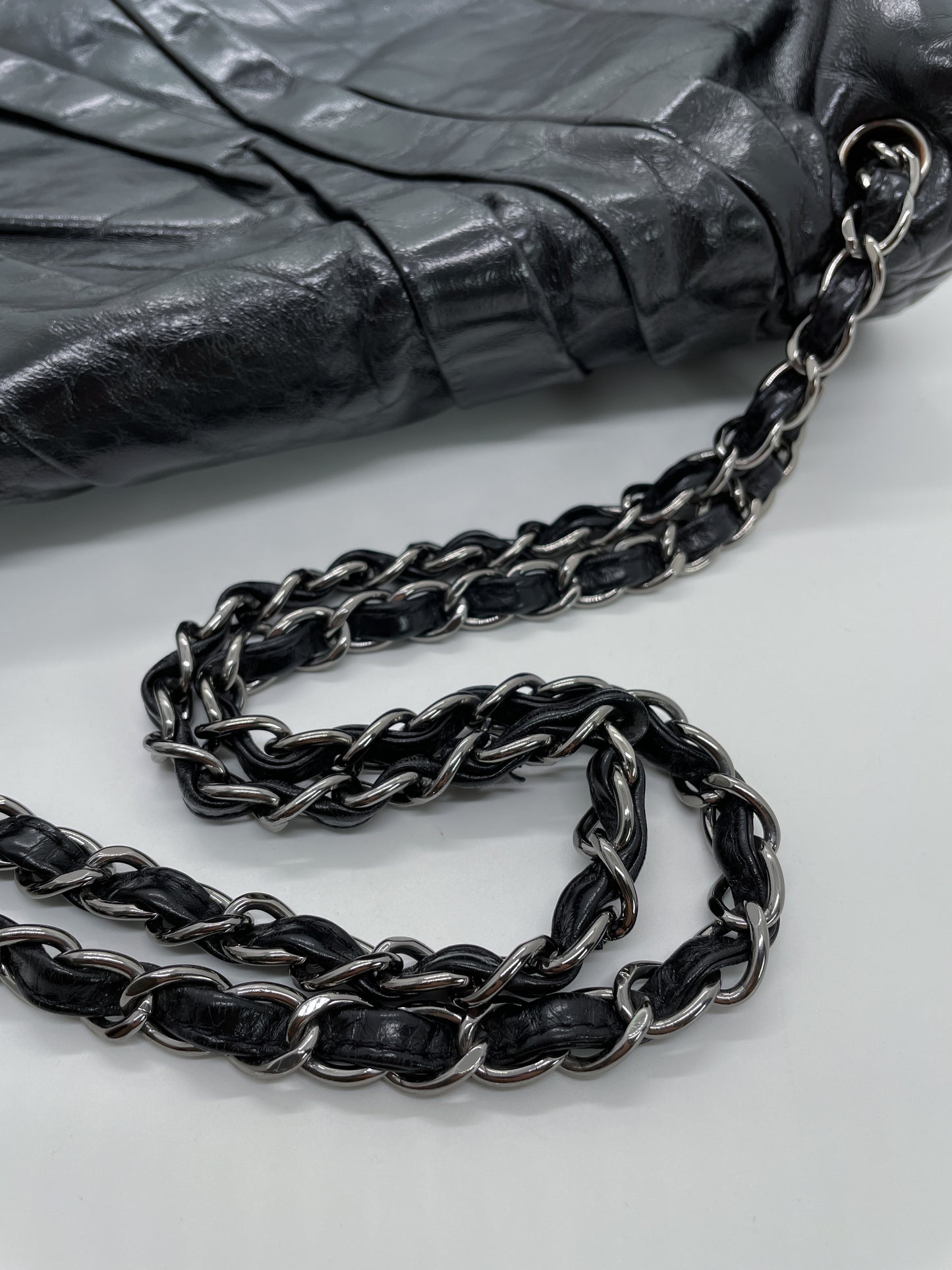 CHANEL XL FLAP IN GLAZED CALFSKIN