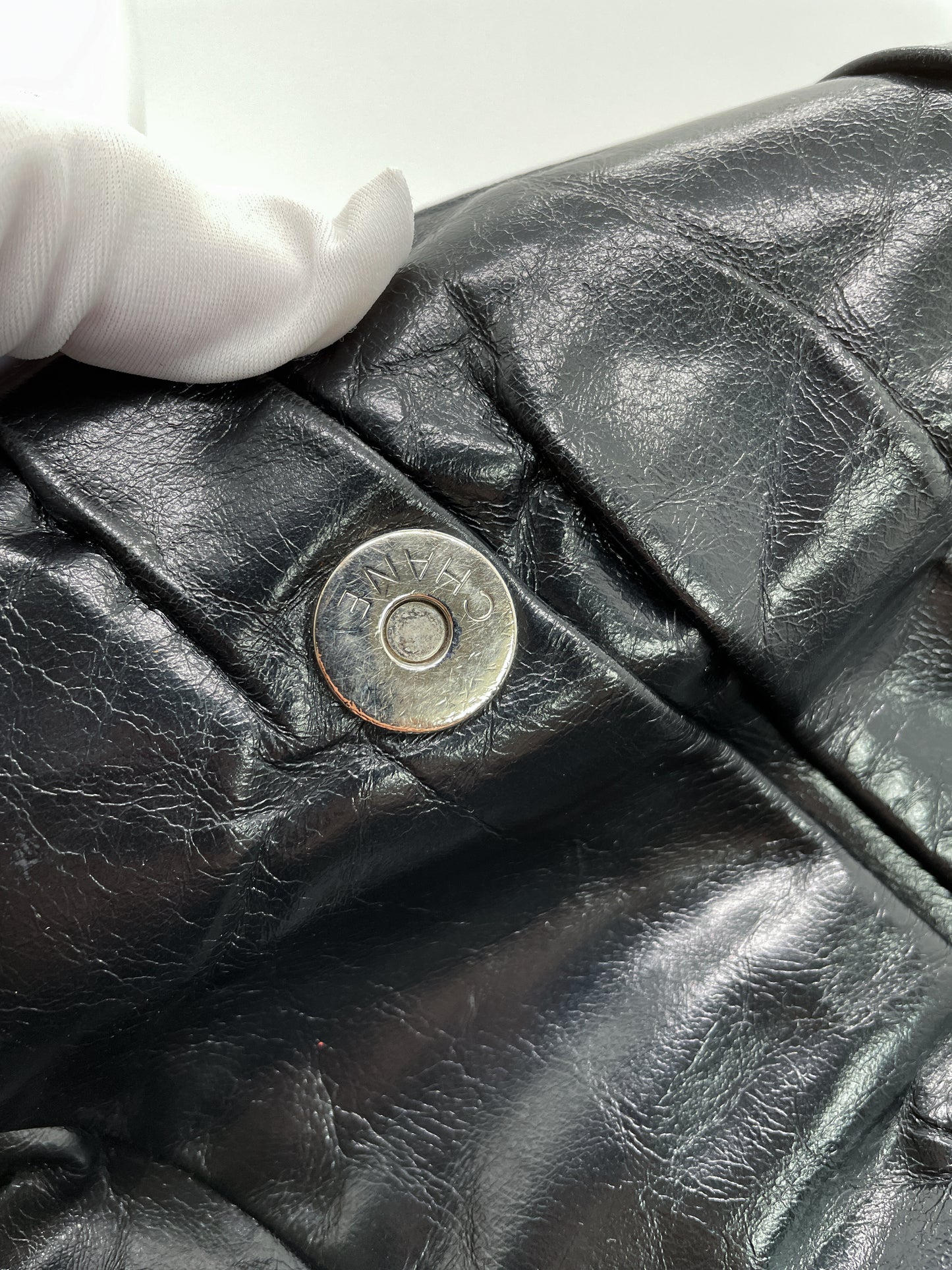 CHANEL XL FLAP IN GLAZED CALFSKIN