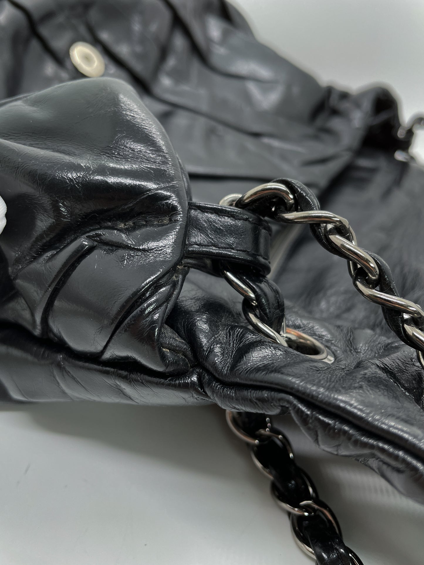 CHANEL XL FLAP IN GLAZED CALFSKIN
