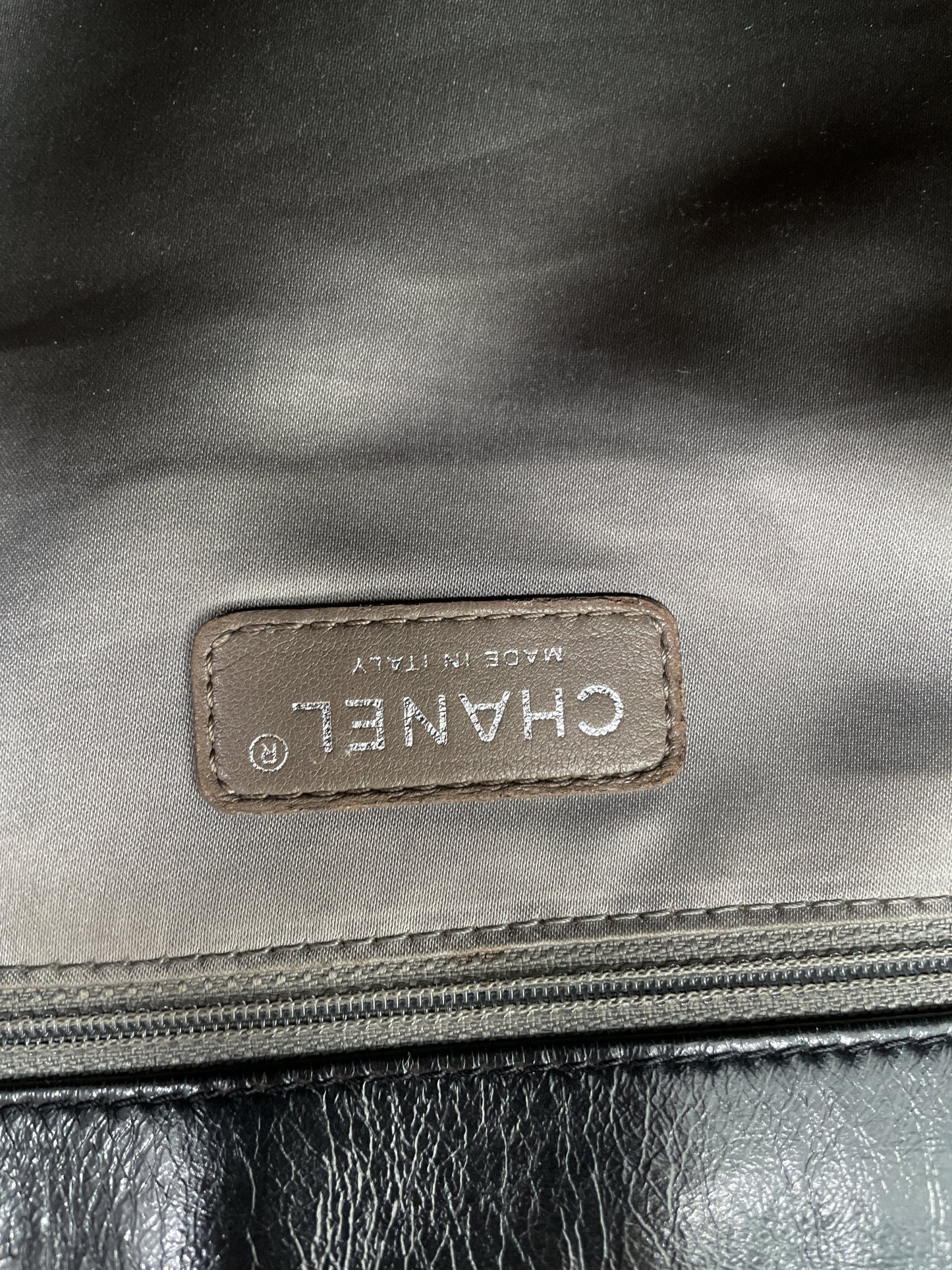 CHANEL XL FLAP IN GLAZED CALFSKIN