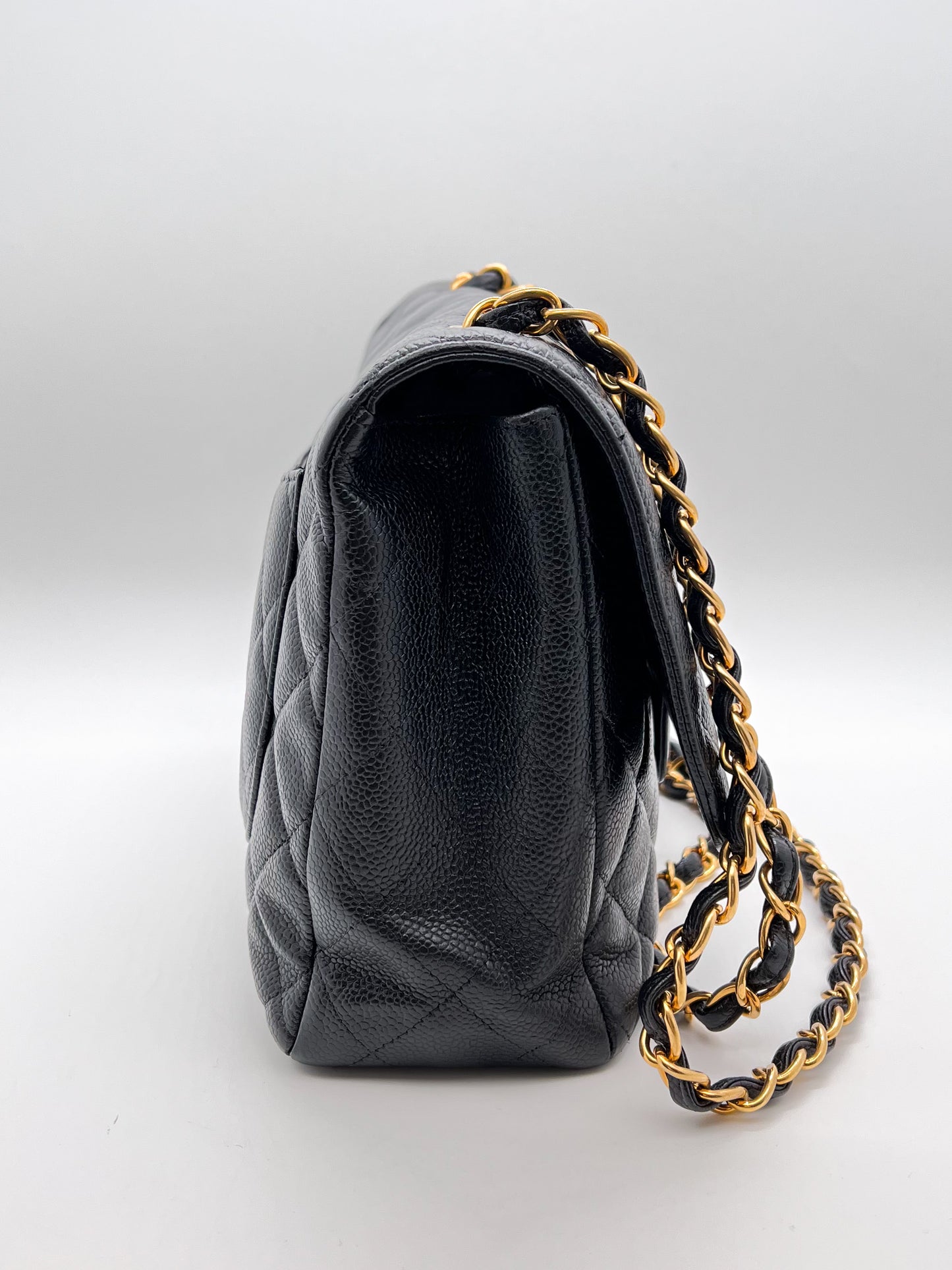 CHANEL SINGLE FLAP JUMBO WITH GOLD HARDWARE
