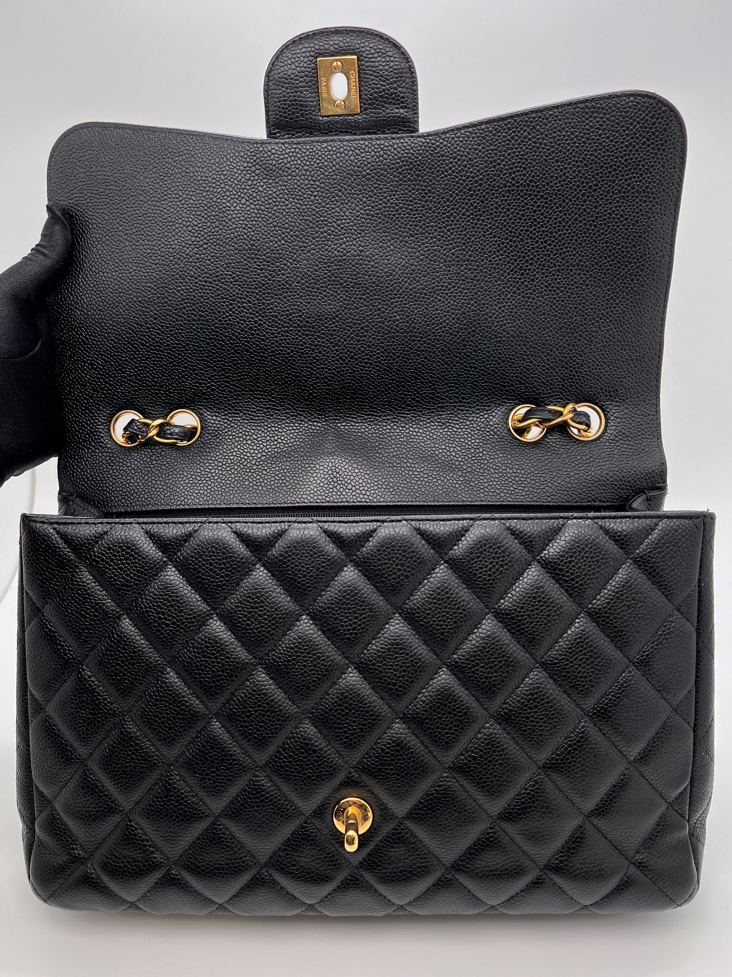 CHANEL SINGLE FLAP JUMBO WITH GOLD HARDWARE