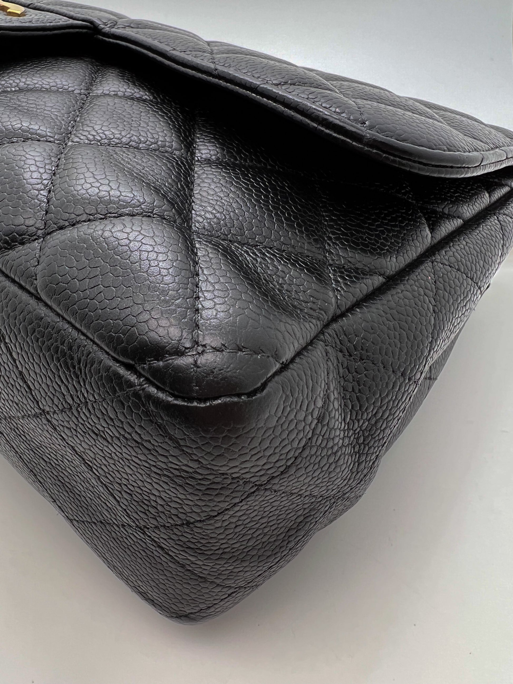 Chanel Classic Flap Jumbo Caviar Black Single Flap Bag Gold