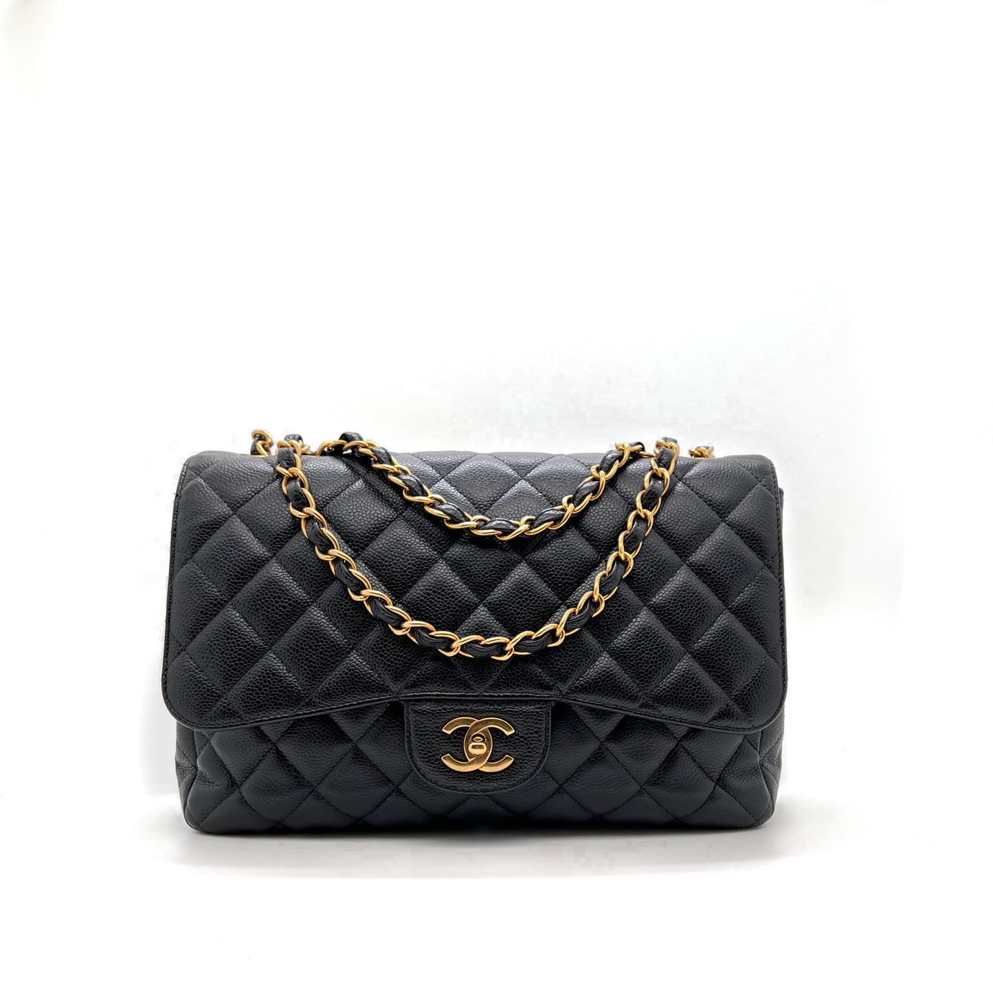 CHANEL SINGLE FLAP JUMBO WITH GOLD HARDWARE