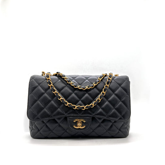CHANEL SINGLE FLAP JUMBO WITH GOLD HARDWARE