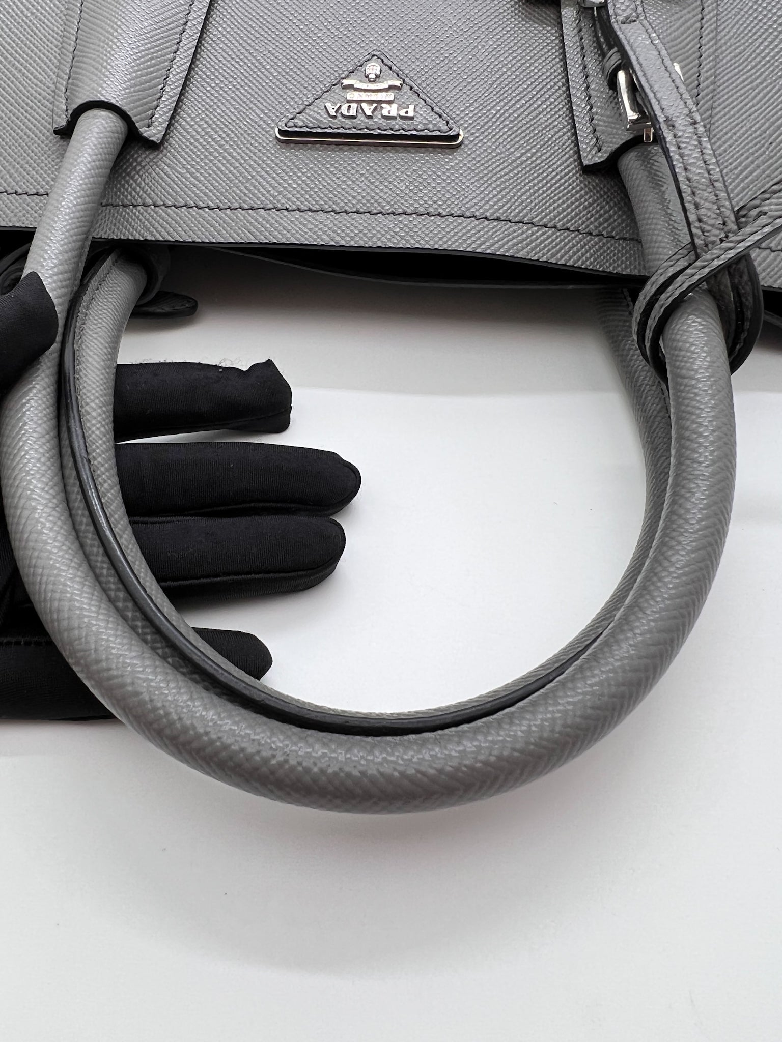 Prada Medium Black Saffiano Leather Double Tote — BLOGGER ARMOIRE