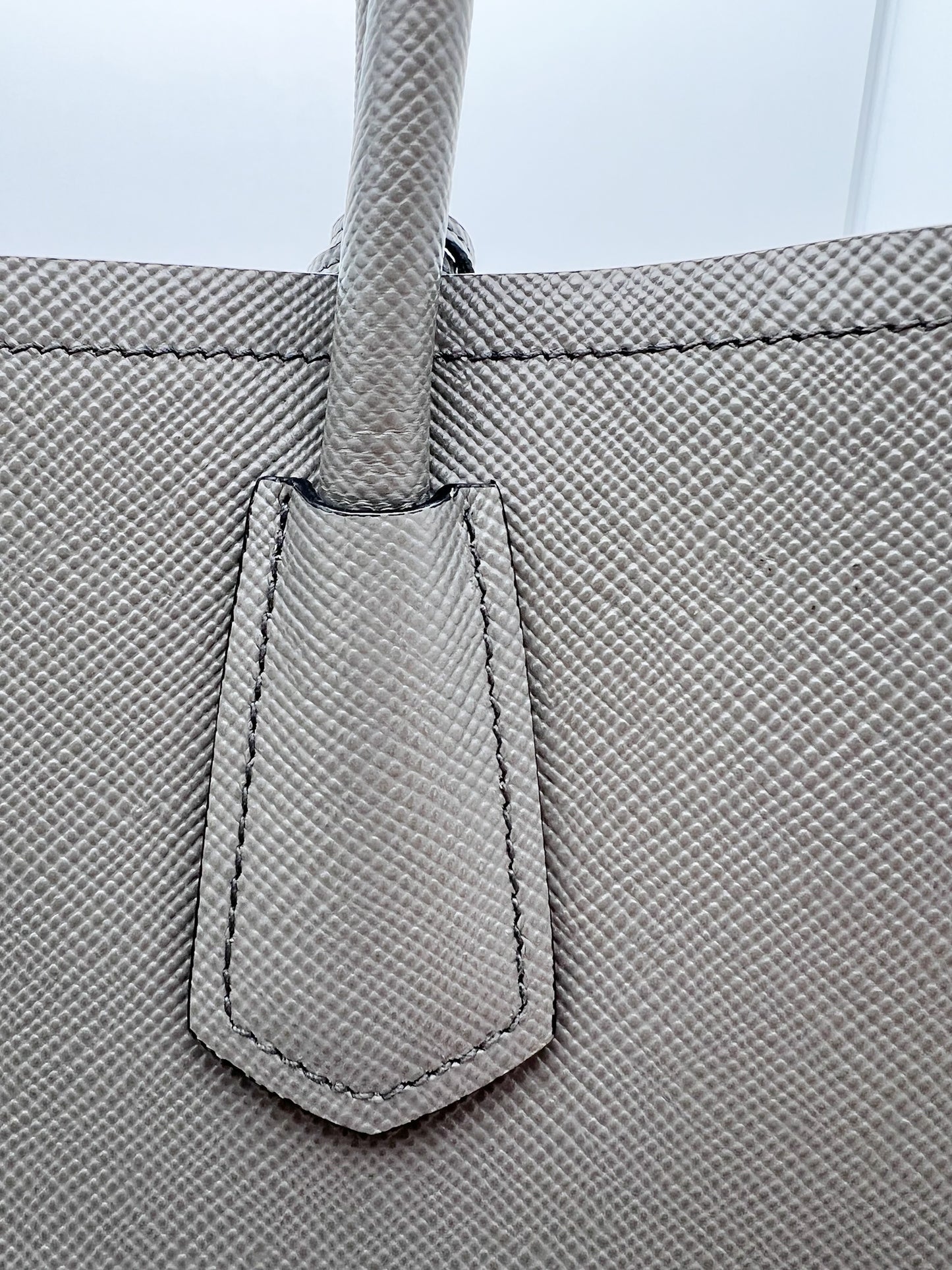 PRADA MEDIUM SAFFIANO LEATHER DOUBLE BAG - GREY