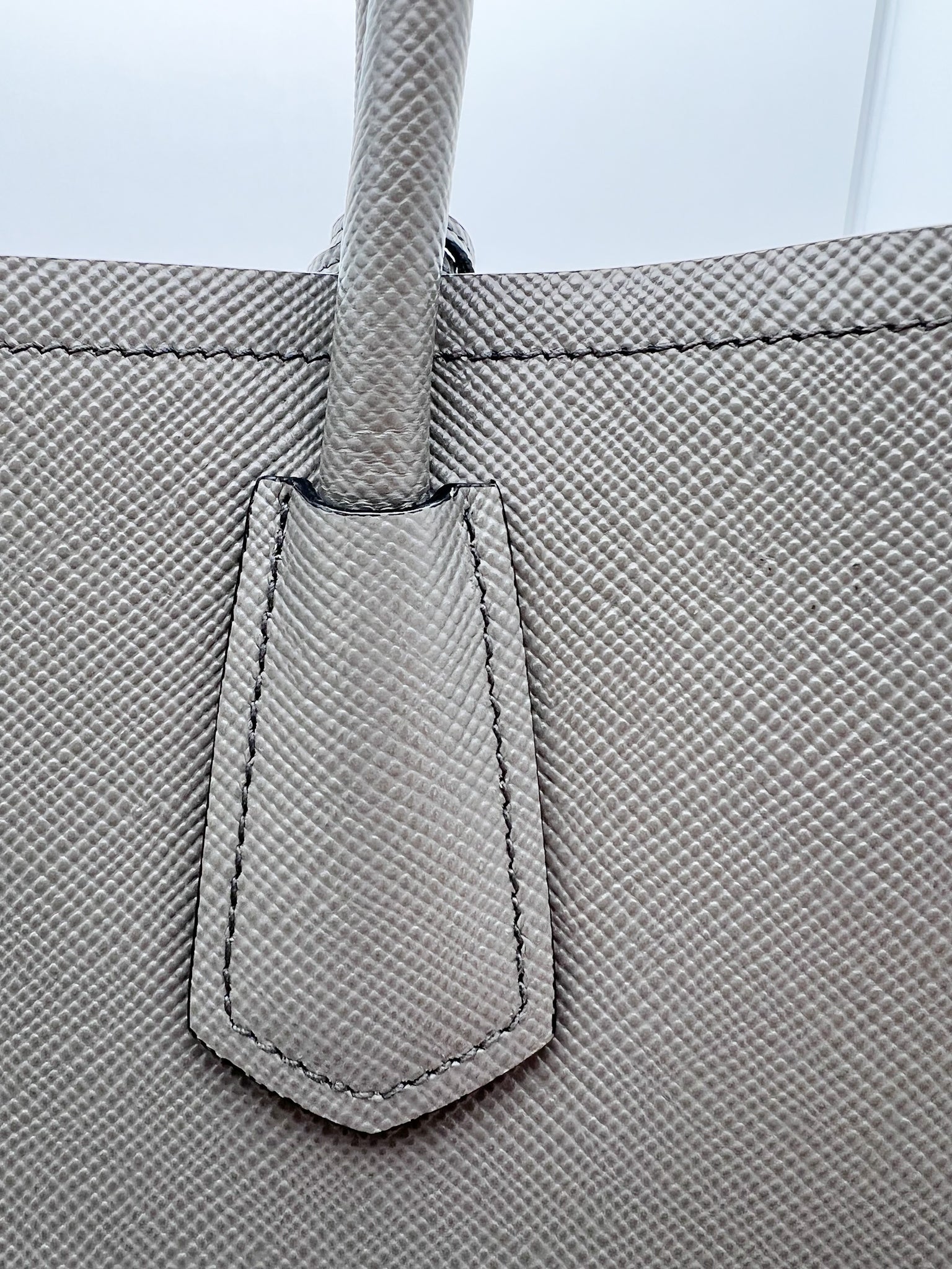 Prada Grey Saffiano Leather Double Tote Medium QNBFGR3RM7001