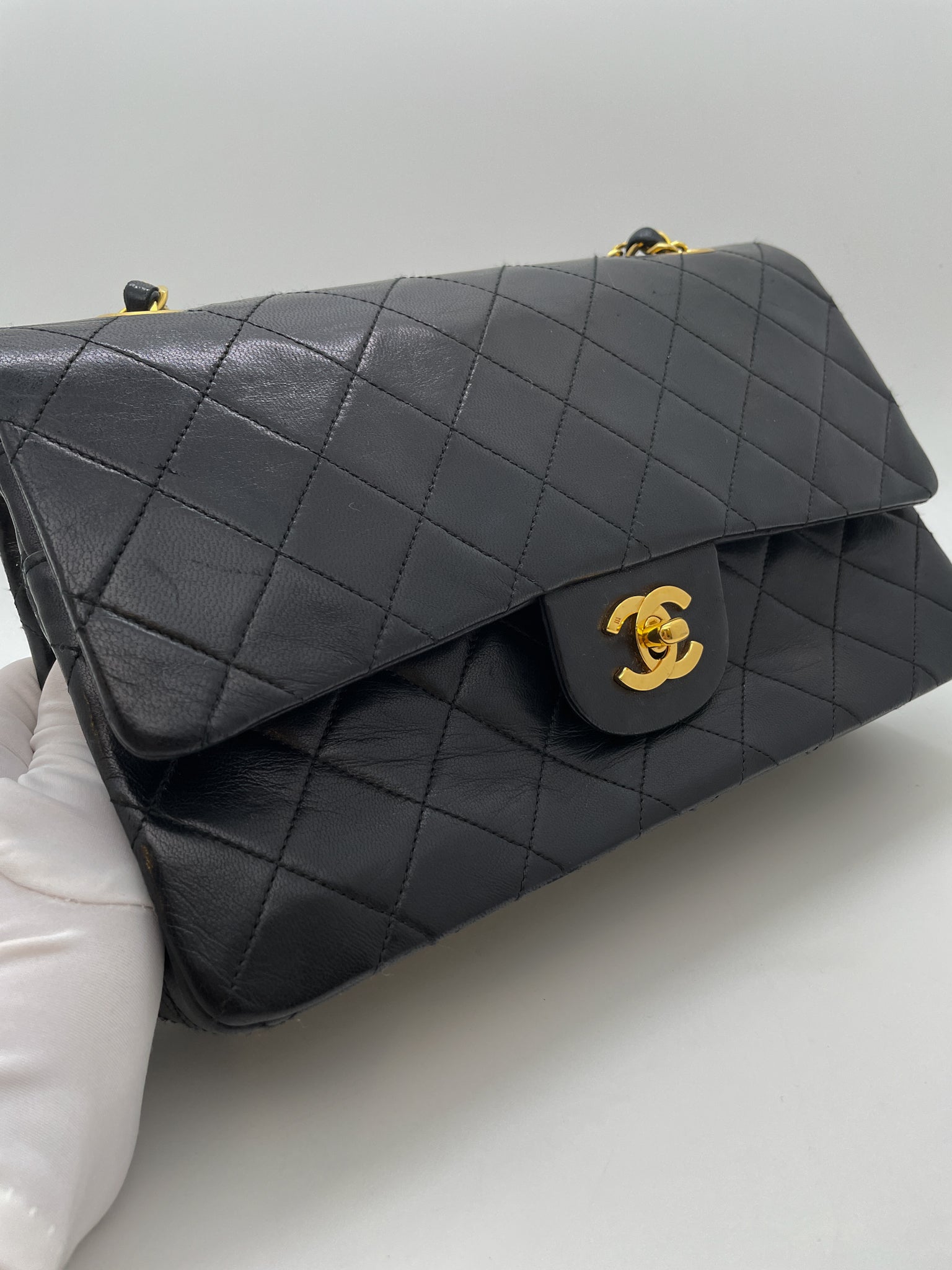 Chanel Vintage Black Quilted Lambskin Half Moon Double Flap Gold Hardware,  1986-1988 Available For Immediate Sale At Sotheby's