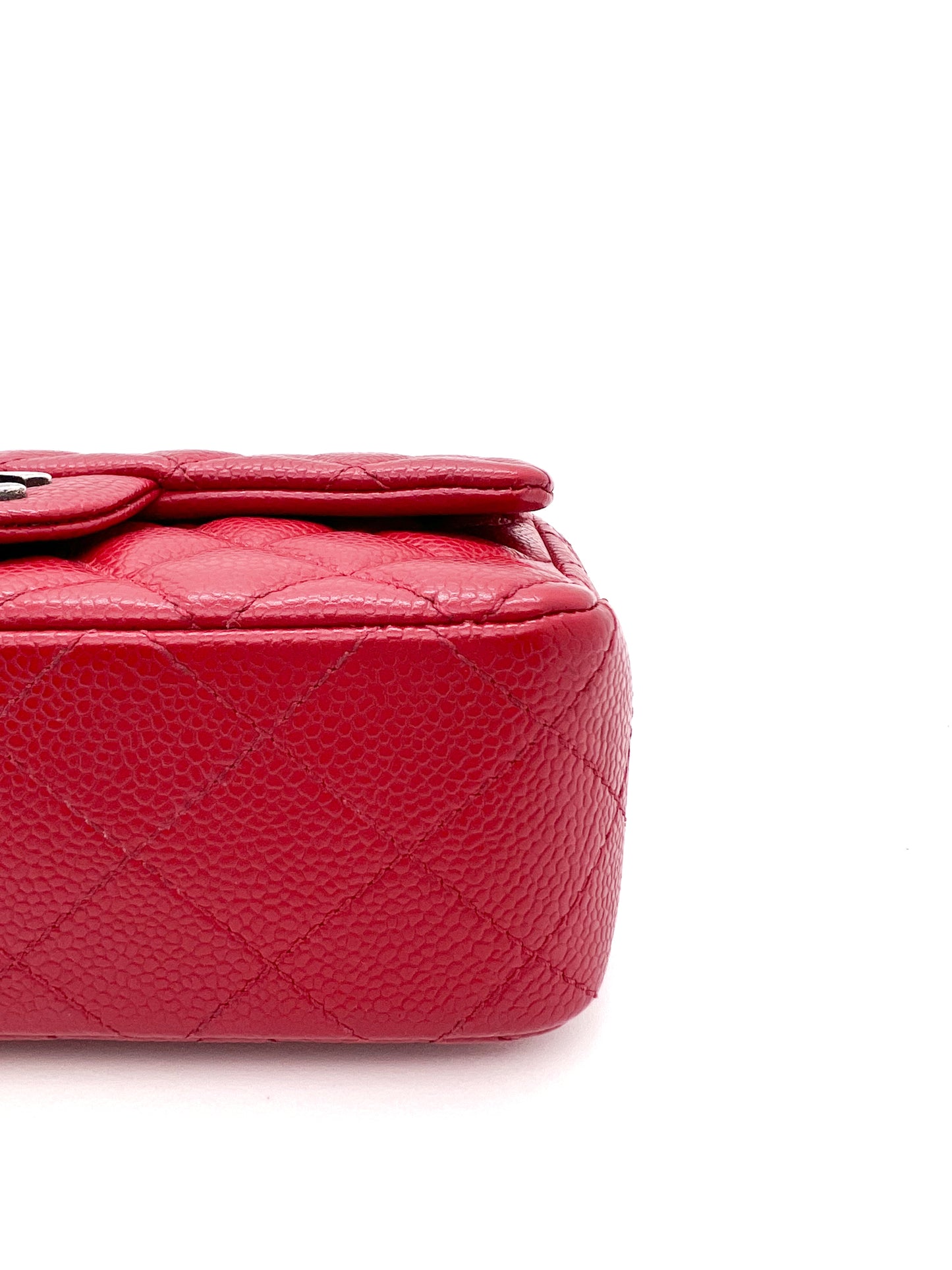 CHANEL MINI CLASSIC FLAP IN RED CAVIAR LEATHER