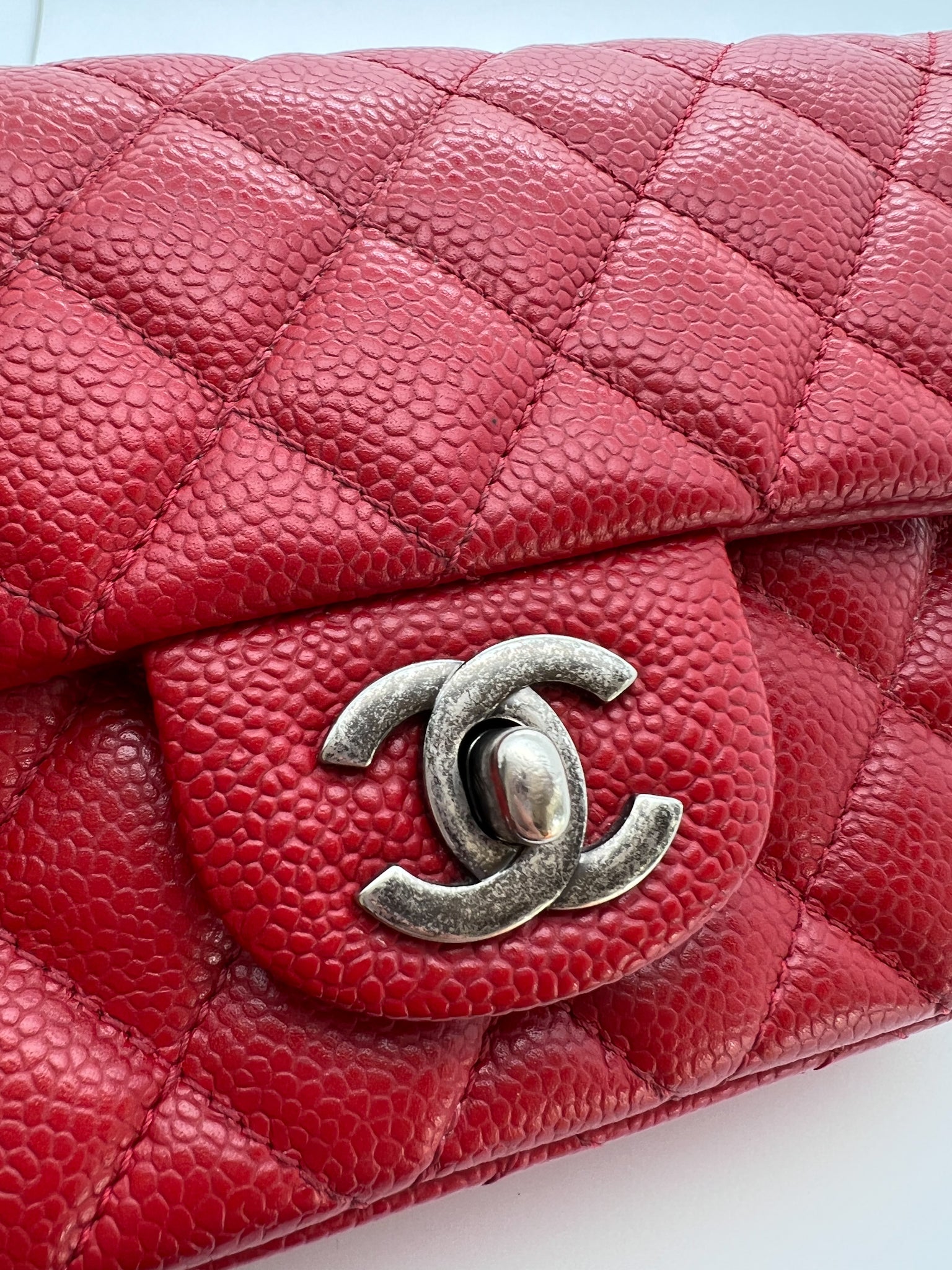 Chanel Red Caviar Mini Classic Square Leather Flap Bag ○ Labellov ○ Buy and  Sell Authentic Luxury