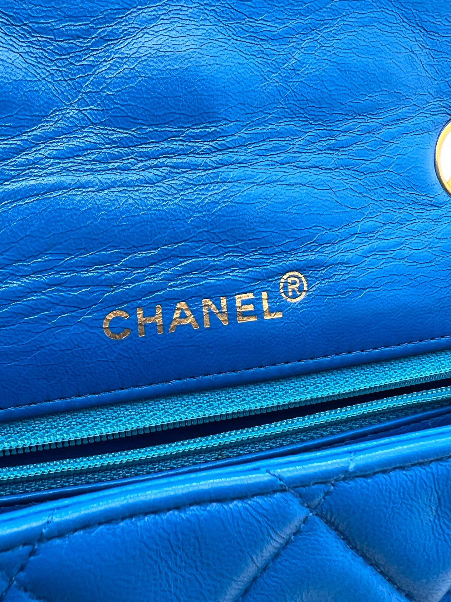 CHANEL BLUE VINTAGE FLAP BAG