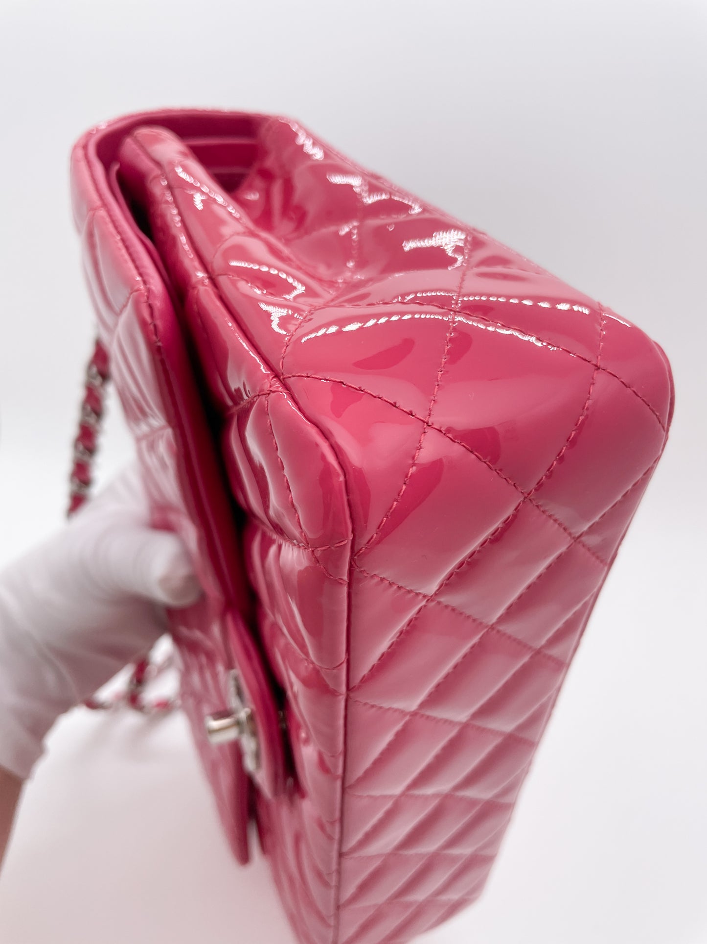 CHANEL CLASSIC FLAP PINK PATENT LEATHER