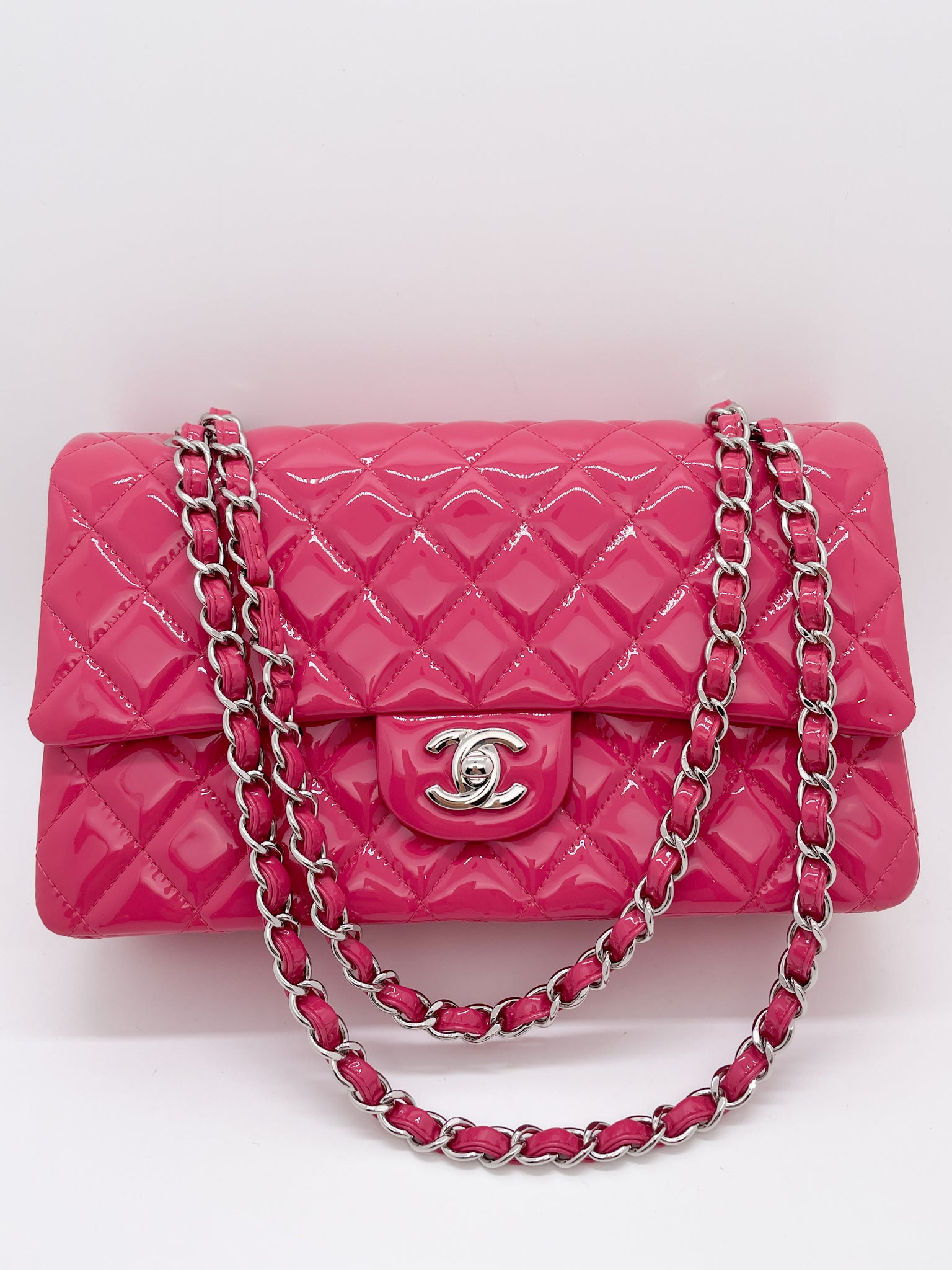 CHANEL CLASSIC FLAP PINK PATENT LEATHER – Bagaholic Co